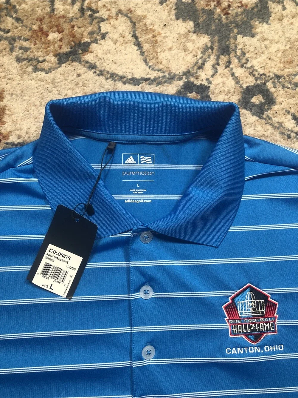Adidas Pure Motion Golf Mens Polo Shirt Size Large Pro Football Hall Of Fame